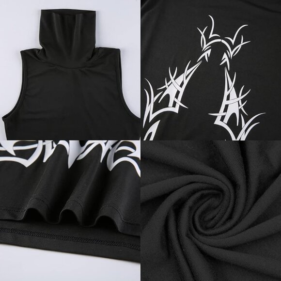 Black dress with turtleneck, S/M size - Picture 2 of 4